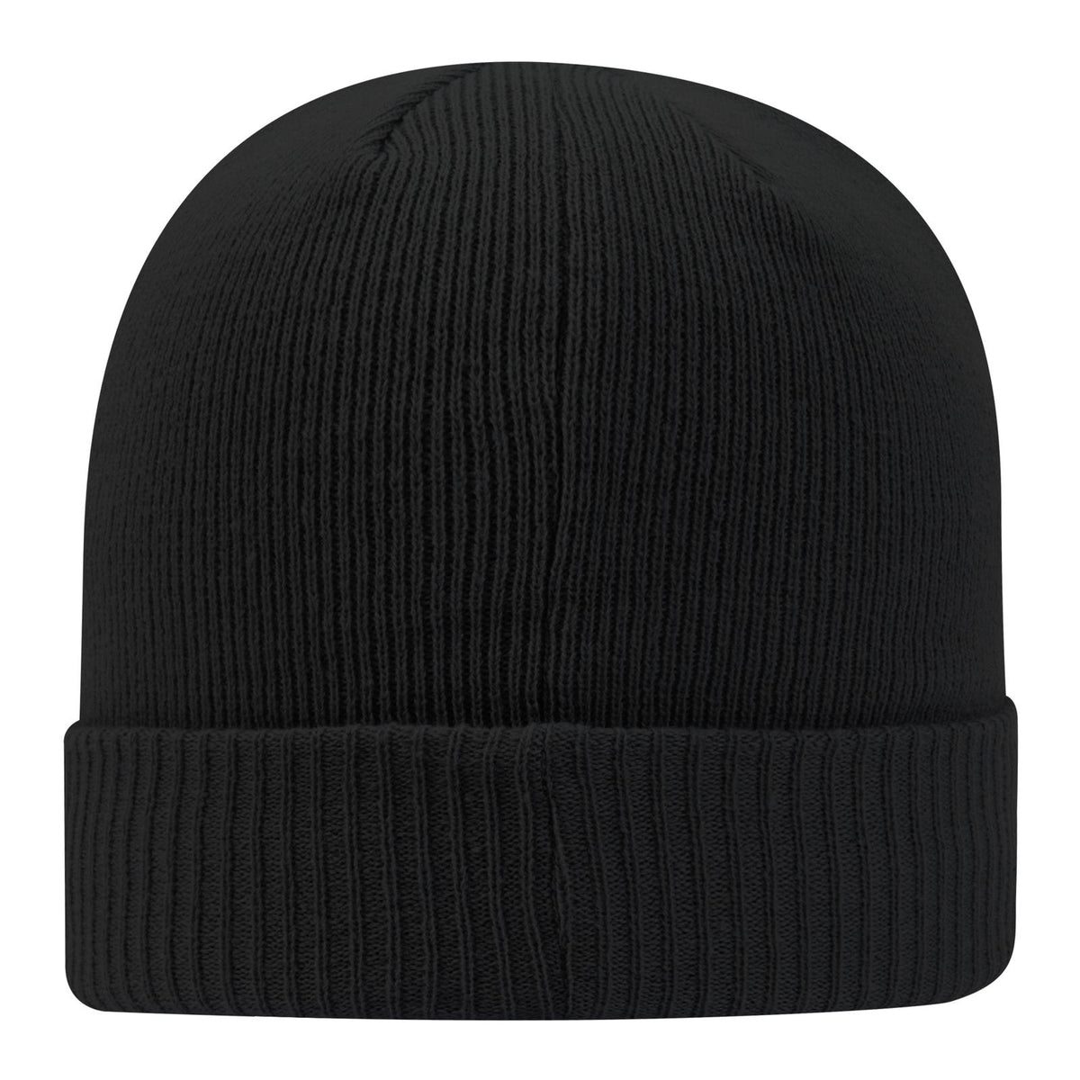 Rear View of 003 - Black OTTO CAP 12" Classic Knit Beanie w/ Rib Knit Cuff