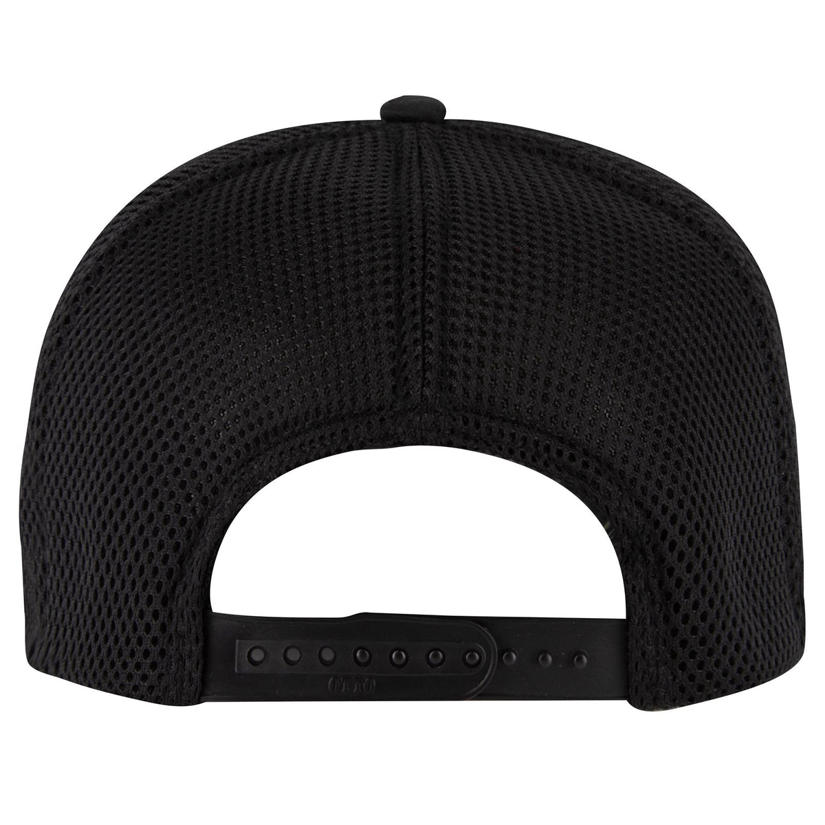 Rear View of 003 - Black OTTO CAP 5 Panel High Crown Air Mesh Back Trucker Hat