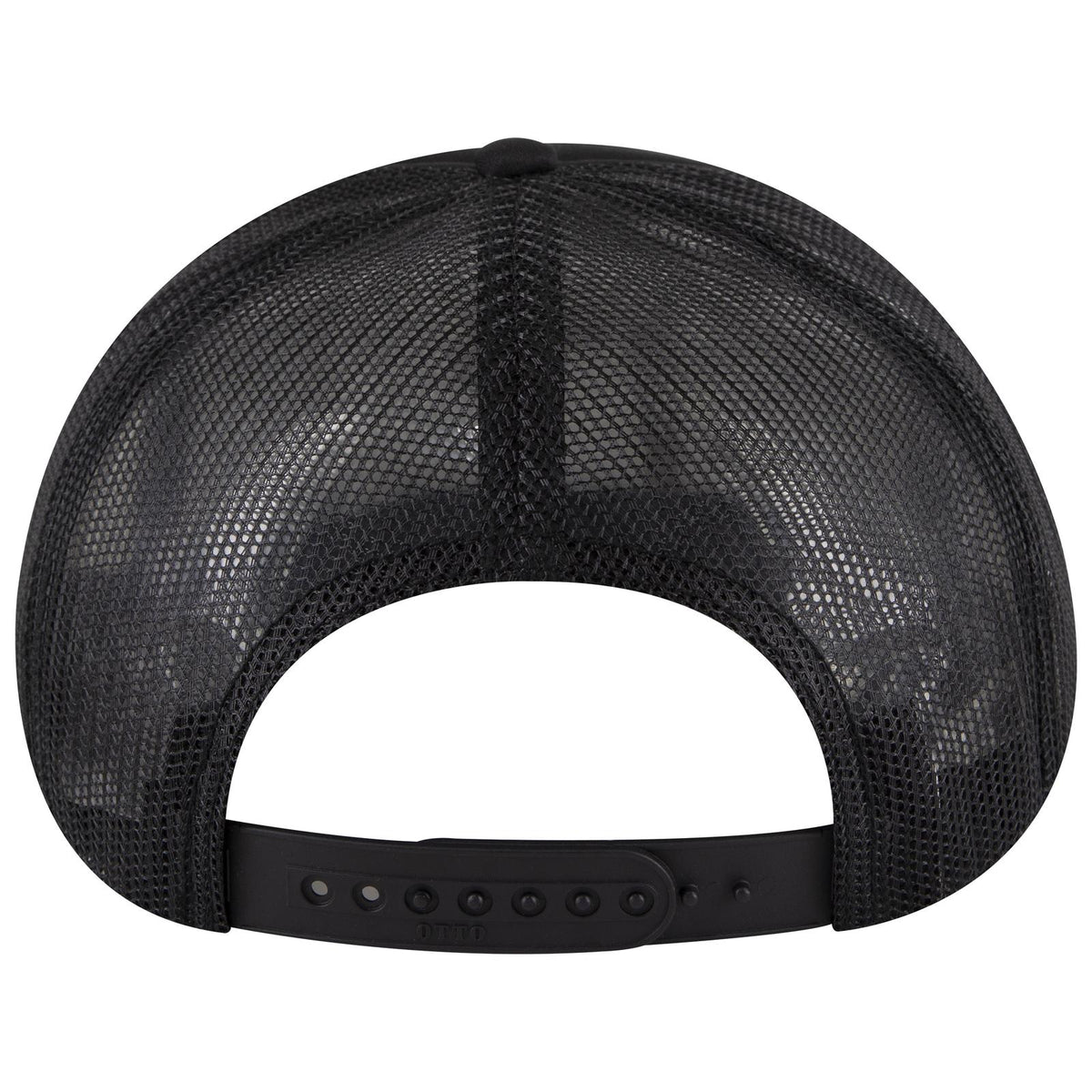 Rear View of 003 - Black OTTO CAP 5 Panel High Crown Mesh Back Trucker Hat