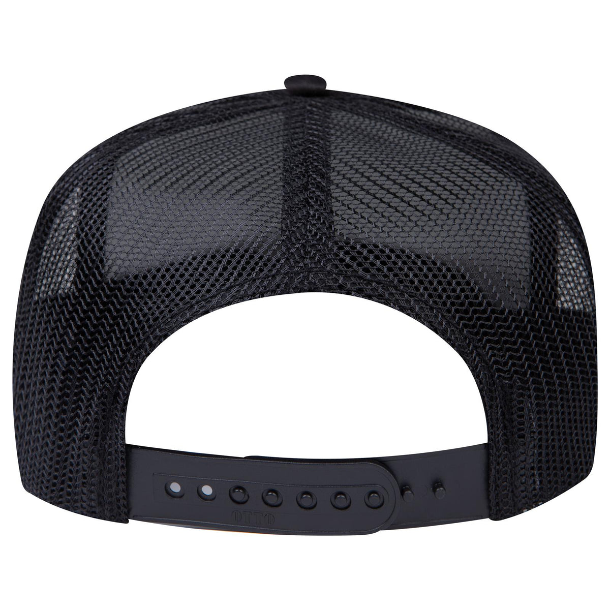 Rear View of 003 - Black OTTO CAP 5 Panel High Crown Mesh Back Trucker Hat
