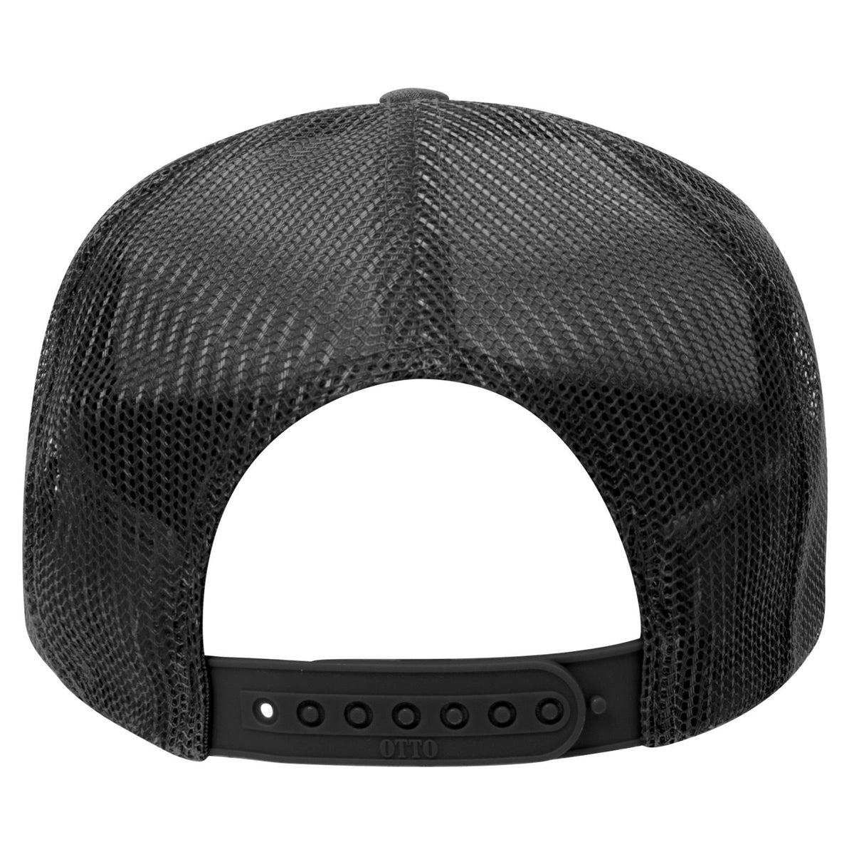 Rear View of 003 - Black OTTO CAP 5 Panel High Crown Mesh Back Trucker Hat