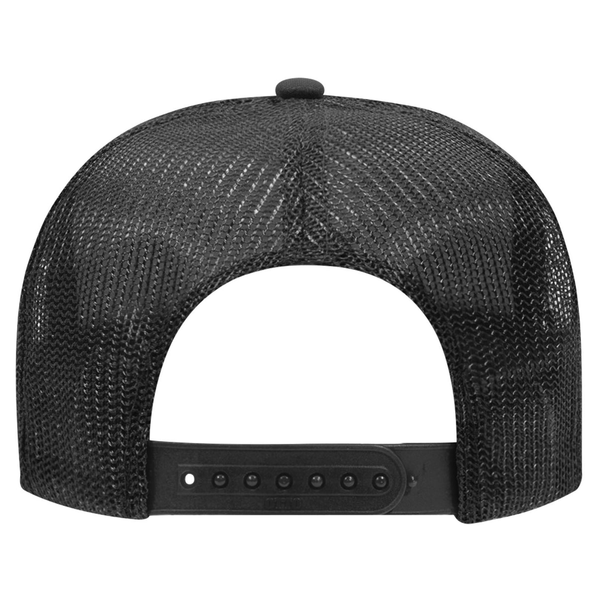 Rear View of 003 - Black OTTO CAP 5 Panel High Crown Mesh Back Trucker Hat