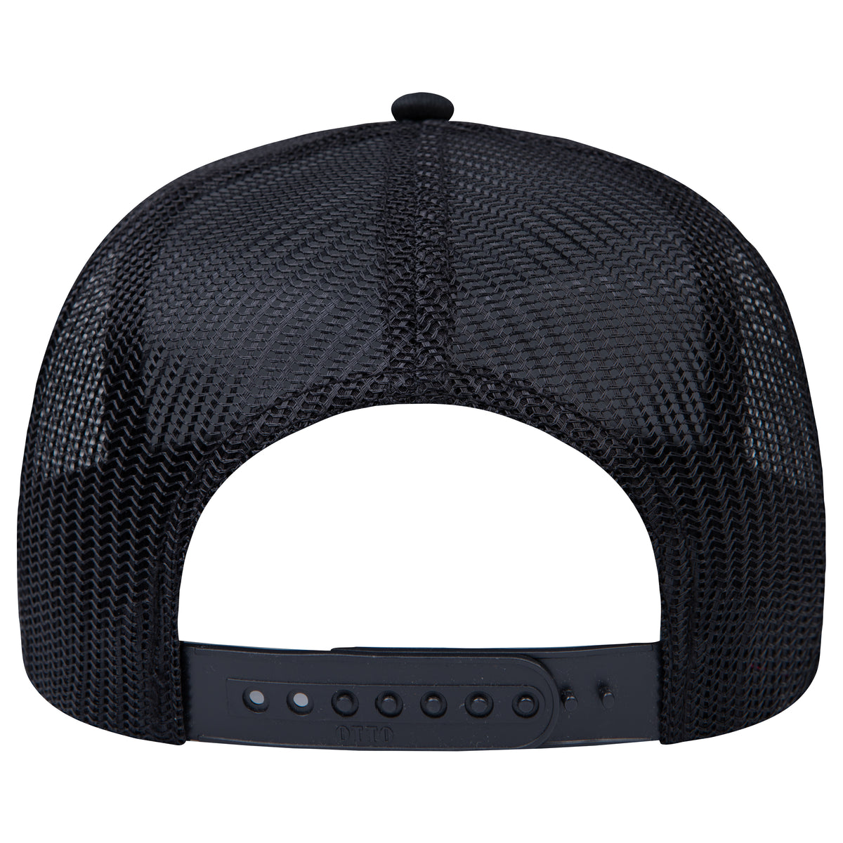 Rear View of 003 - Black OTTO CAP 5 Panel Low Profile Mesh Back Trucker Hat