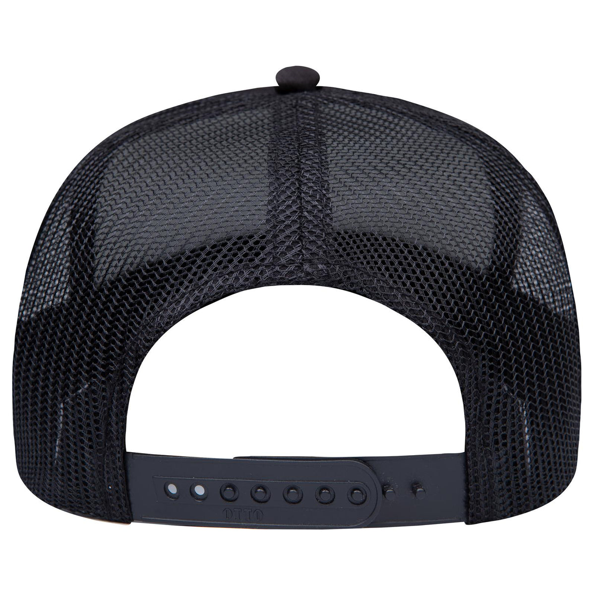 Rear View of 003 - Black OTTO CAP 5 Panel Low Profile Mesh Back Trucker Hat