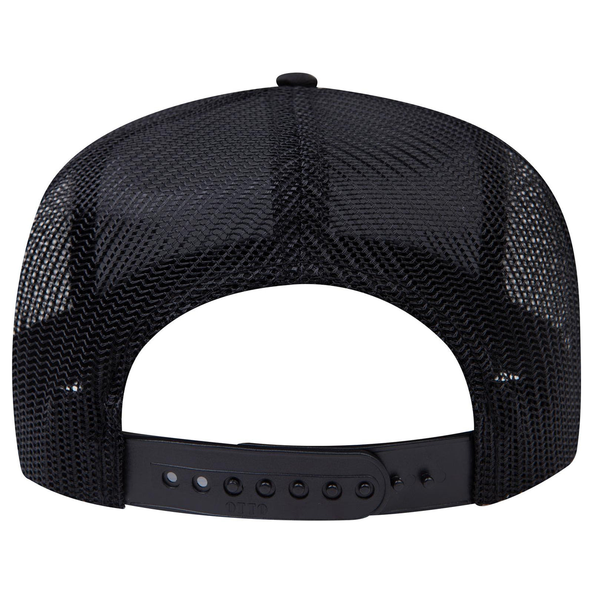 Rear View of 003 - Black OTTO CAP 5 Panel Mid Profile Mesh Back Trucker Hat