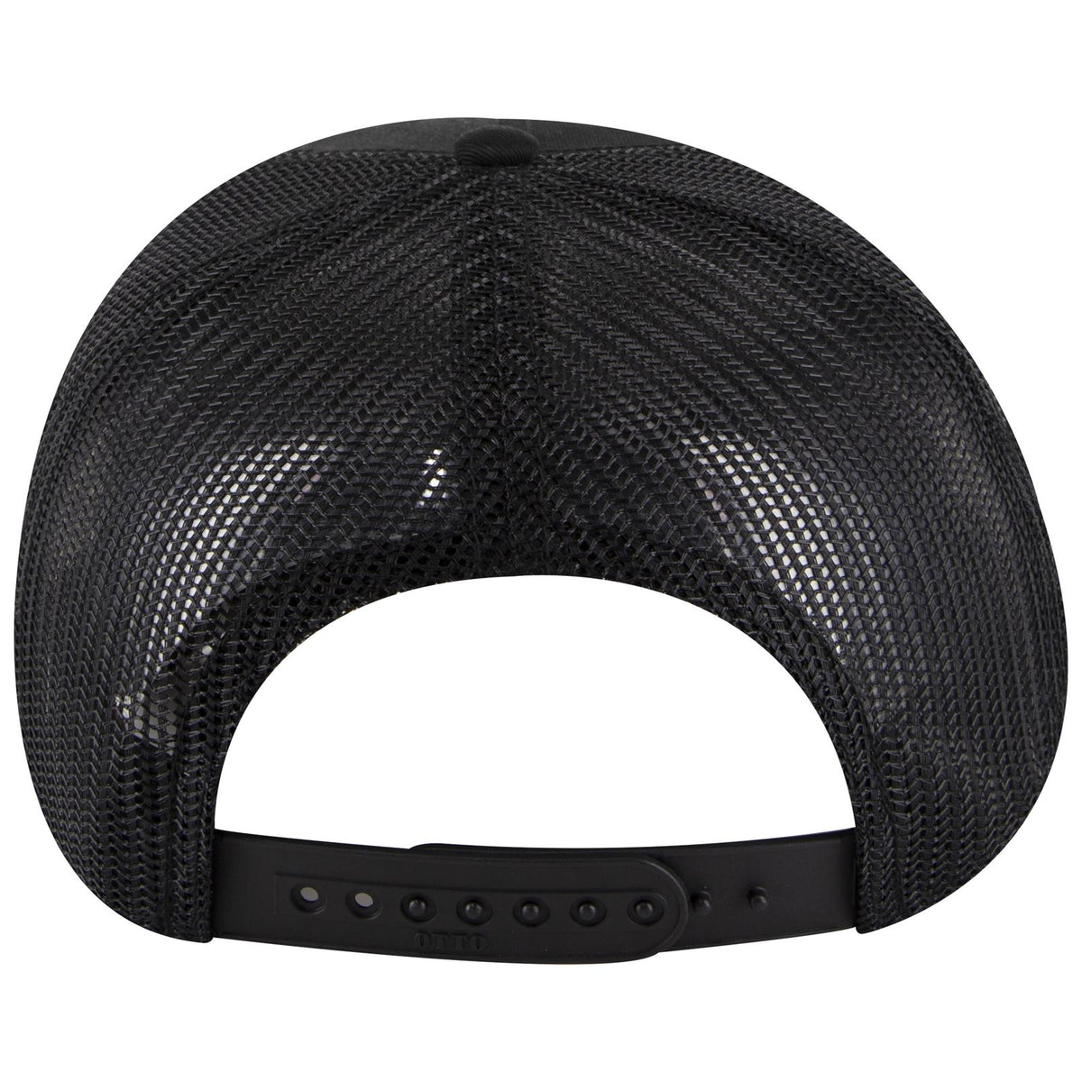 Rear View of 003 - Black OTTO CAP 5 Panel Mid Profile Mesh Back Trucker Hat