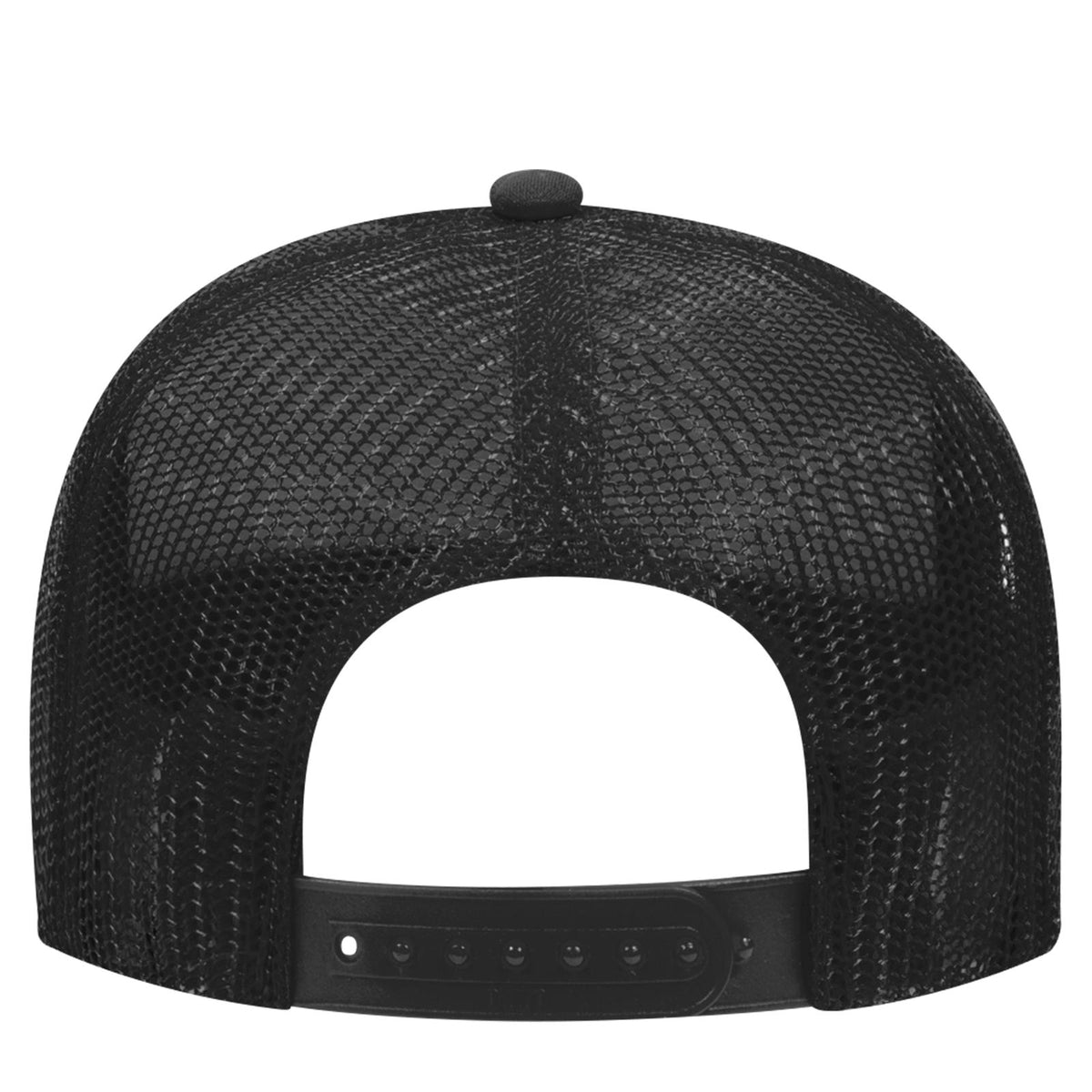 Rear View of 003 - Black OTTO CAP 5 Panel Mid Profile Mesh Back Trucker Hat