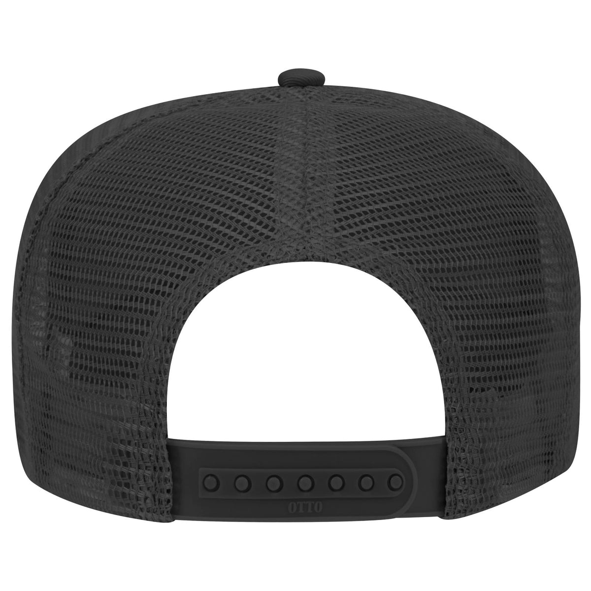 Rear View of 003 - Black OTTO CAP 5 Panel Mid Profile Mesh Back Trucker Hat