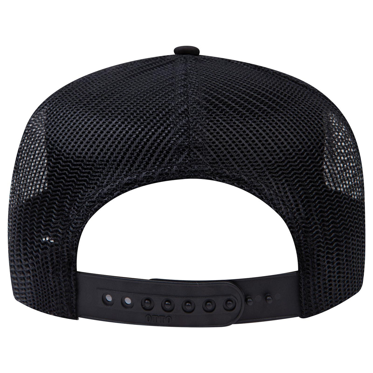 Rear View of 003 - Black OTTO CAP 5 Panel Mid Profile Mesh Back Trucker Hat