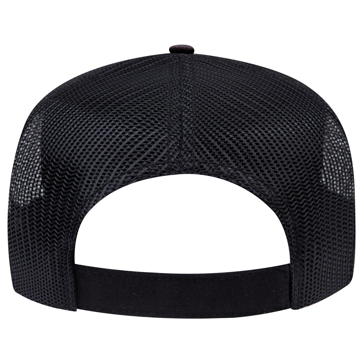 Rear View of 003 - Black OTTO CAP 5 Panel Mid Profile Mesh Back Trucker Hat