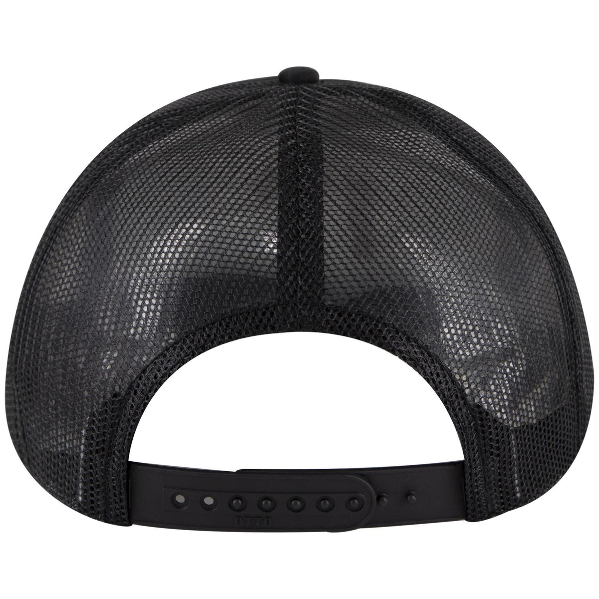 Rear View of 003 - Black OTTO CAP 5 Panel Pro Style Mesh Back Trucker Hat