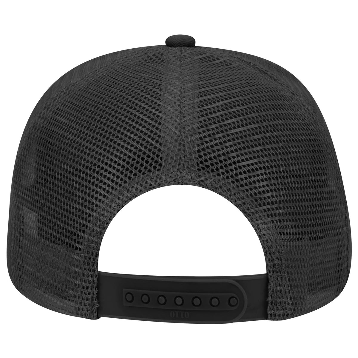 Rear View of 003 - Black OTTO CAP 6 Panel Low Profile Mesh Back Trucker Hat
