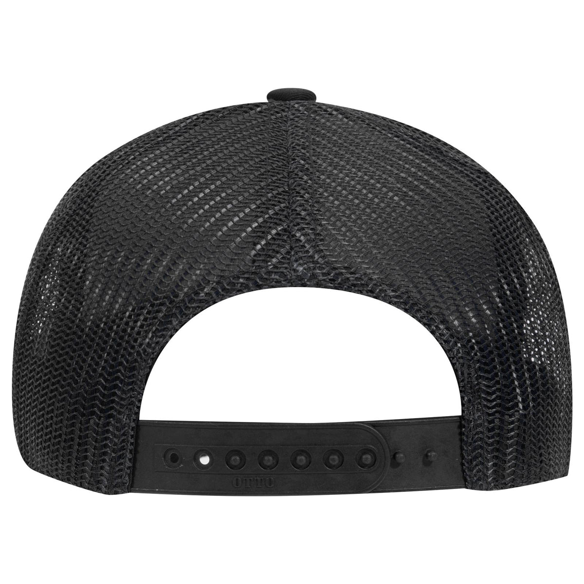 Rear View of 003 - Black OTTO CAP 6 Panel Low Profile Mesh Back Trucker Hat