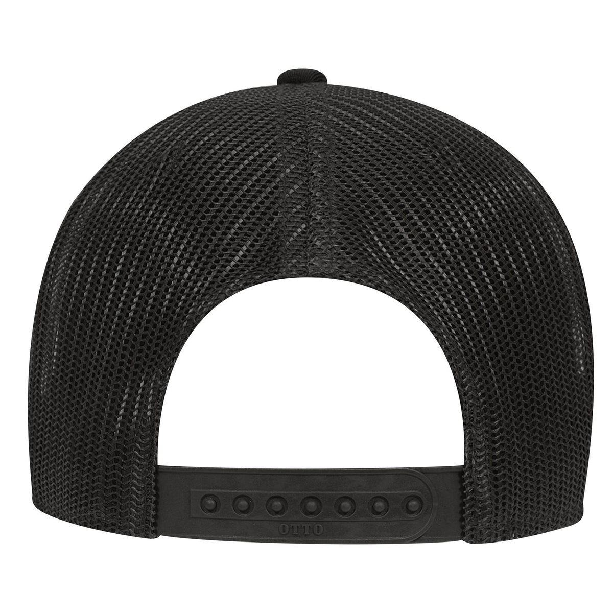 Rear View of 003 - Black OTTO CAP 6 Panel Low Profile Mesh Back Trucker Hat