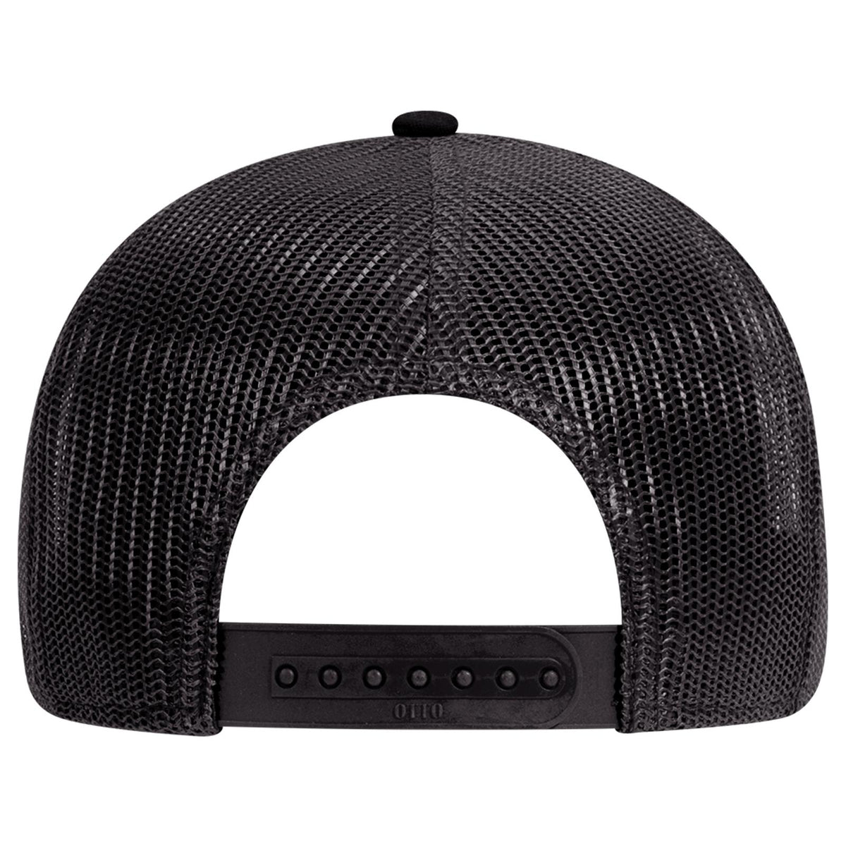 Rear View of 003 - Black OTTO CAP 6 Panel Low Profile Mesh Back Trucker Hat