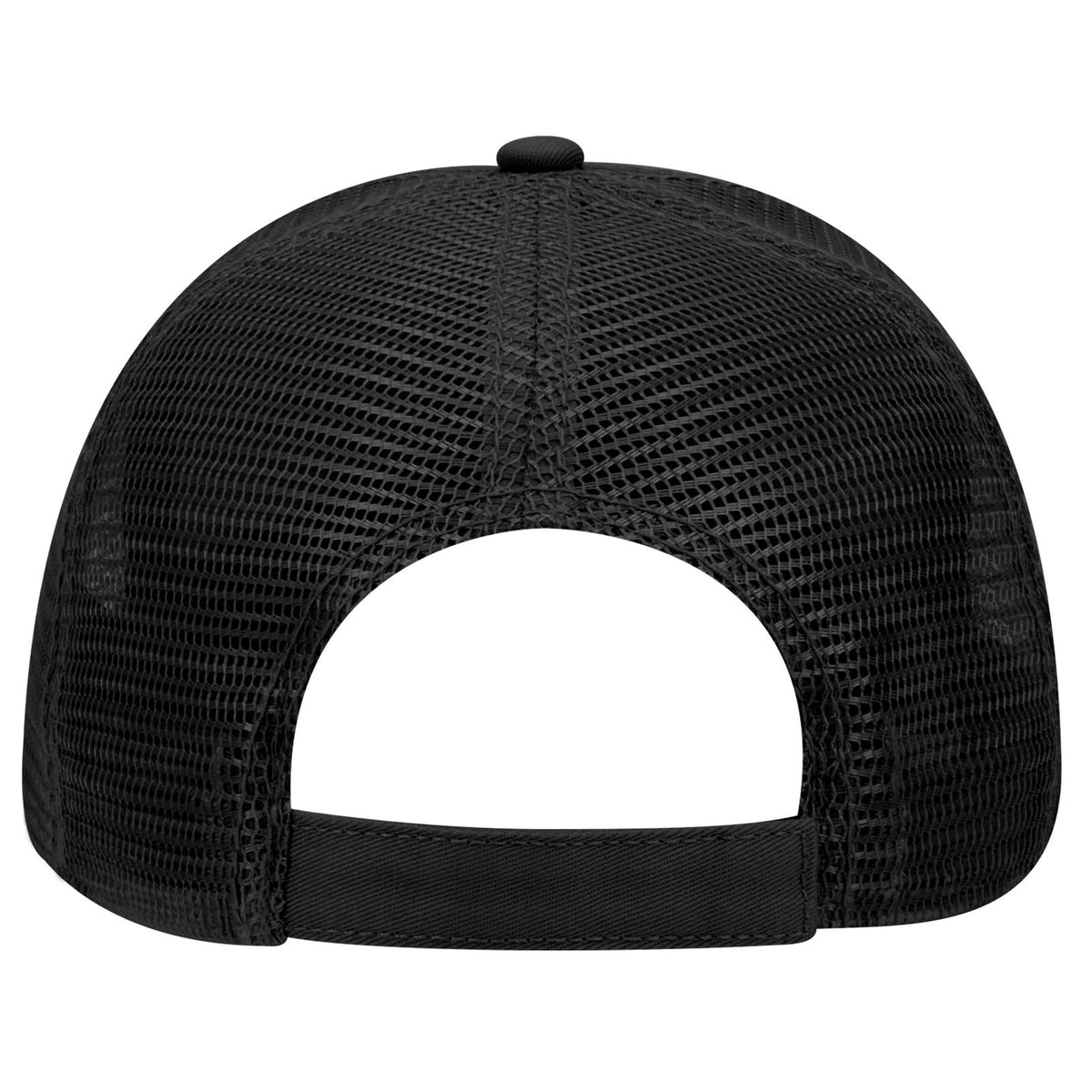 Rear View of 003 - Black OTTO CAP 6 Panel Low Profile Mesh Back Trucker Hat