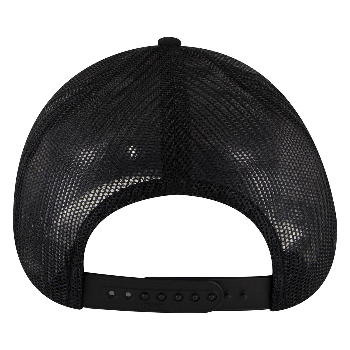 Rear View of 003 - Black OTTO CAP 6 Panel Low Profile Mesh Back Trucker Hat