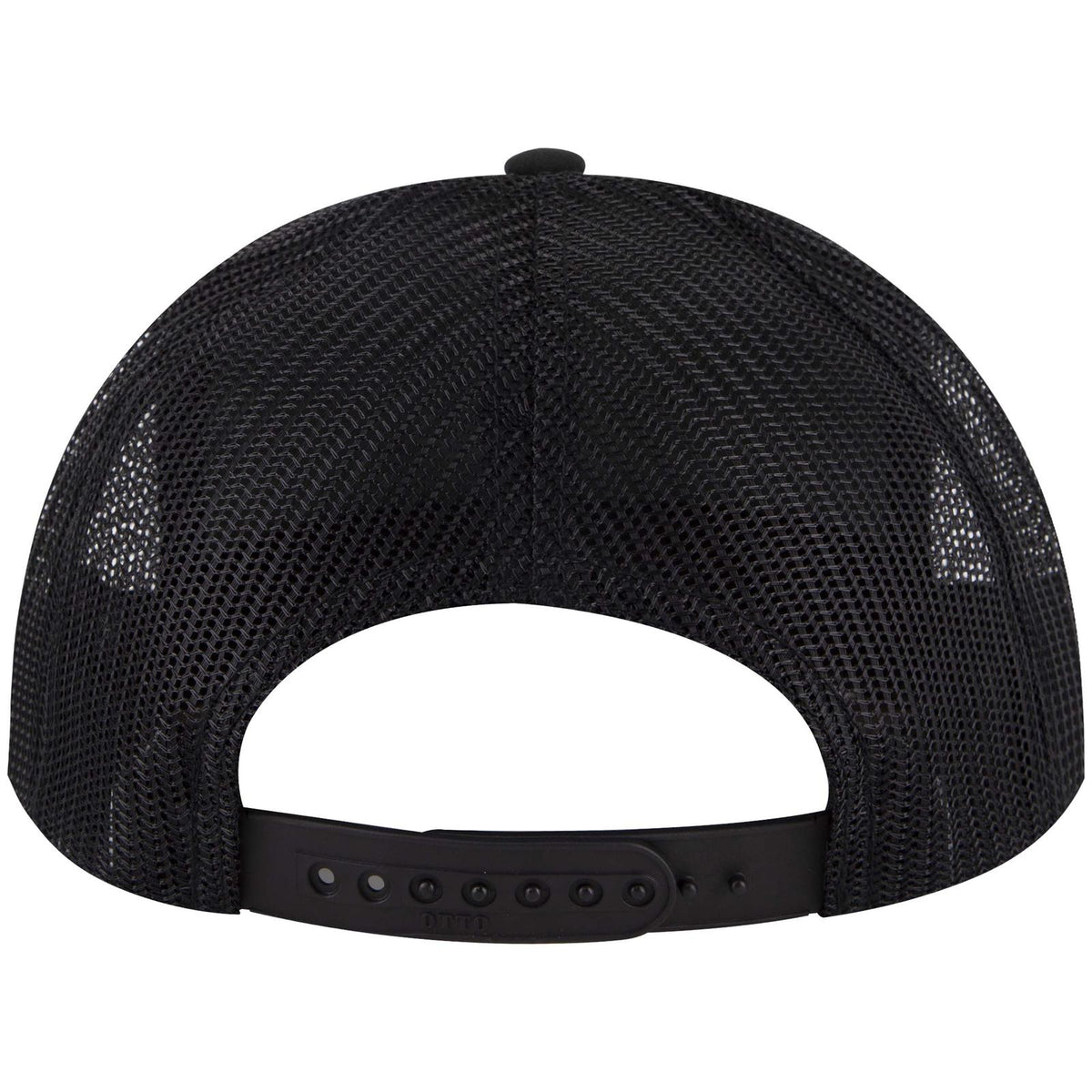 Rear View of 003 - Black OTTO CAP 6 Panel Mid Profile Mesh Back Trucker Hat