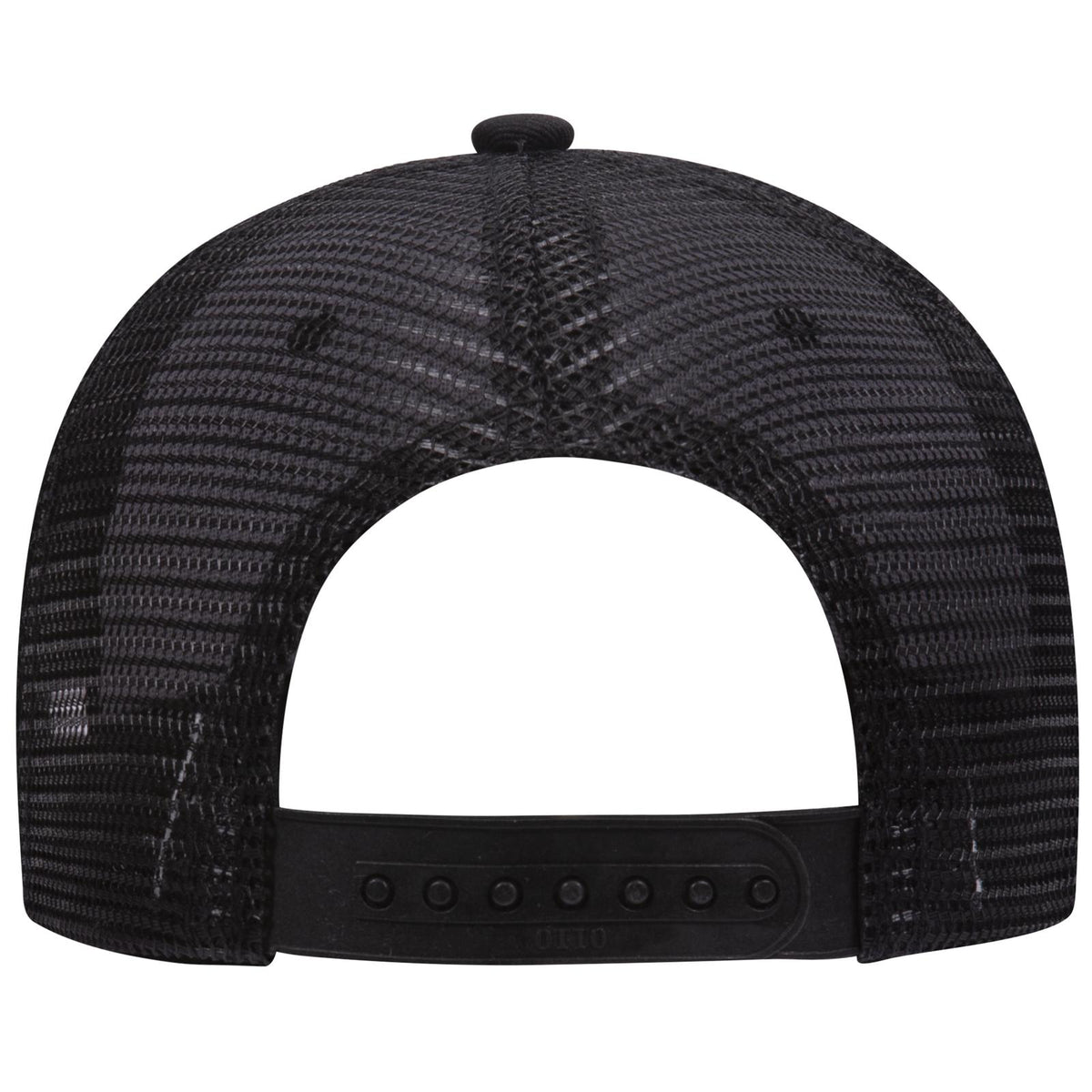 Rear View of 003 - Black OTTO CAP 6 Panel Mid Profile Mesh Back Trucker Hat