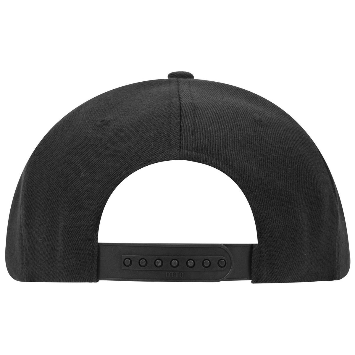 Rear View of 003 - Black OTTO CAP 6 Panel Mid Profile Snapback Hat