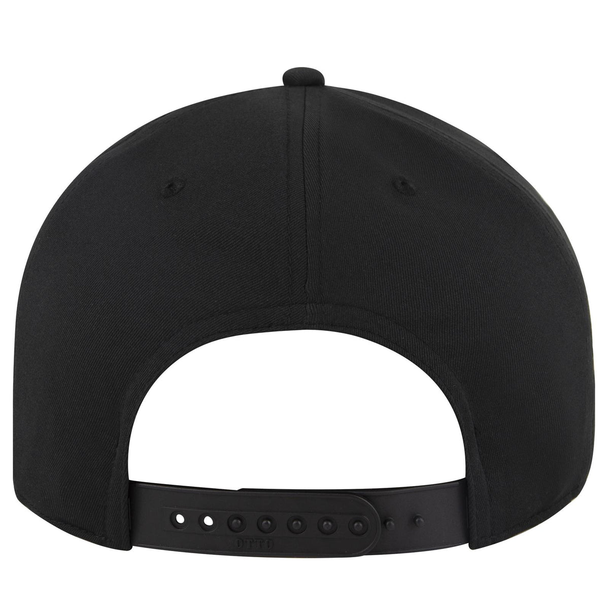 Rear View of 003 - Black OTTO CAP 6 Panel Pro Style Baseball Cap