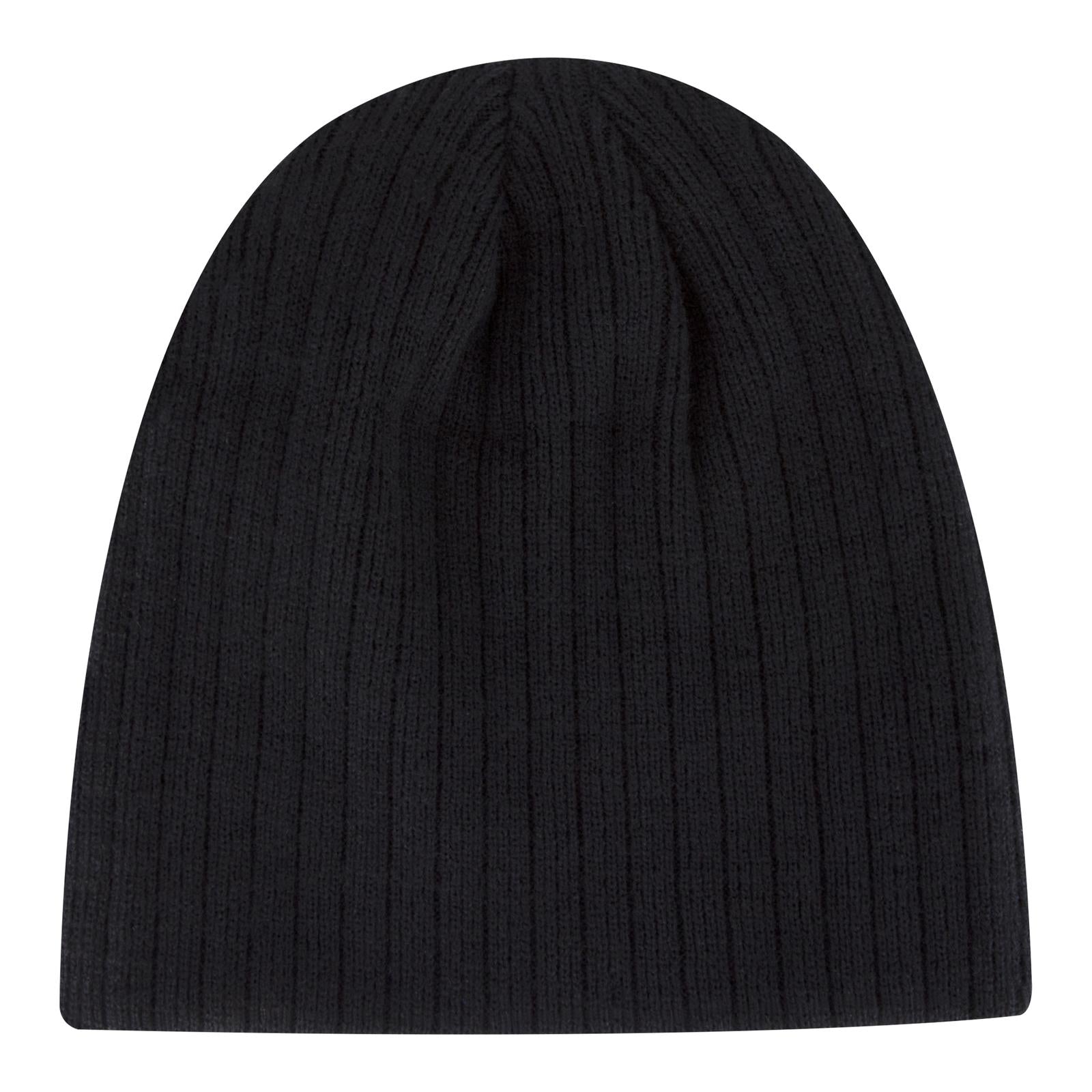 Front View of 003 - Black OTTO CAP 8" Classic Fine Knit Beanie
