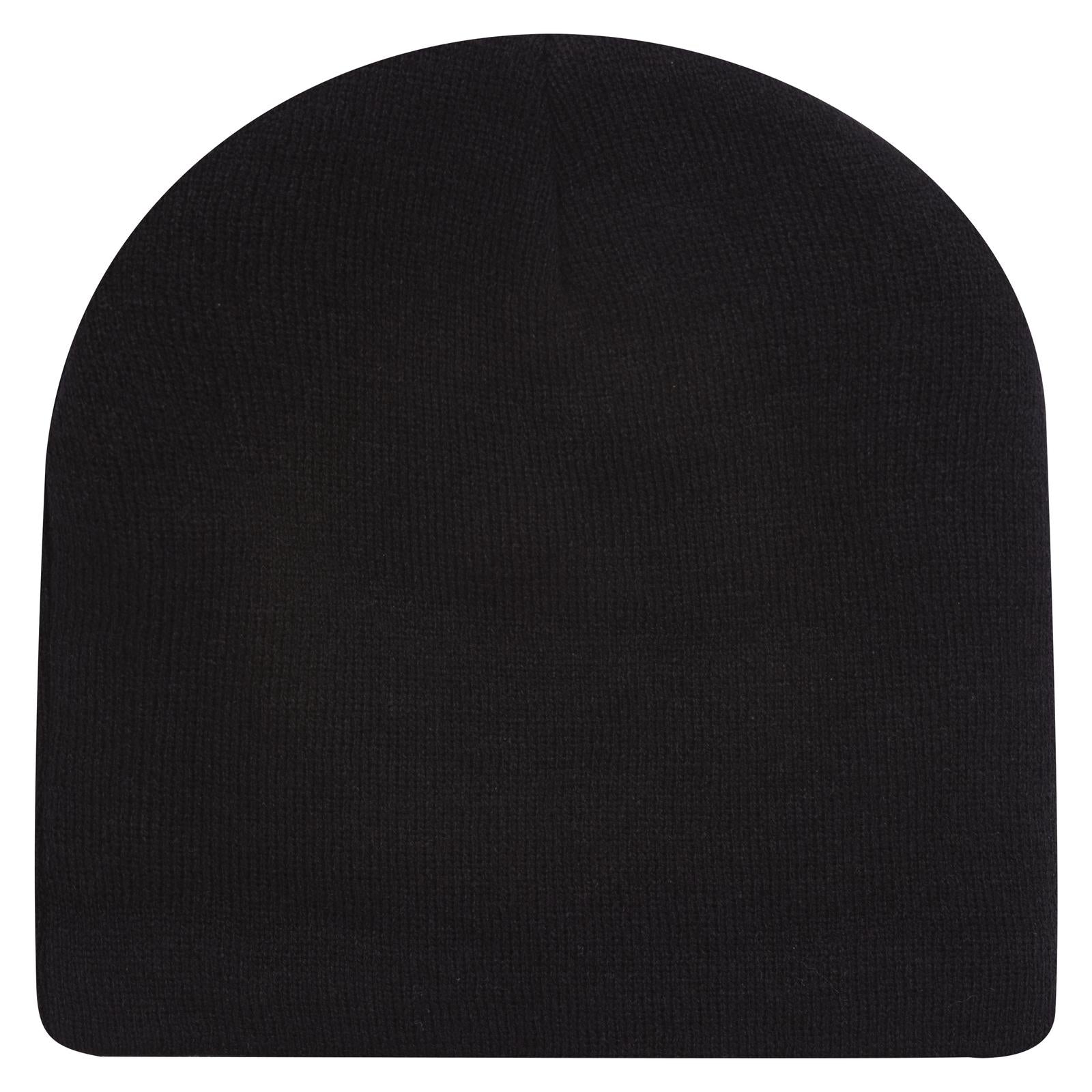 Front View of 003 - Black OTTO CAP 9" Classic Knit Beanie w/ Inside Fleece Lining