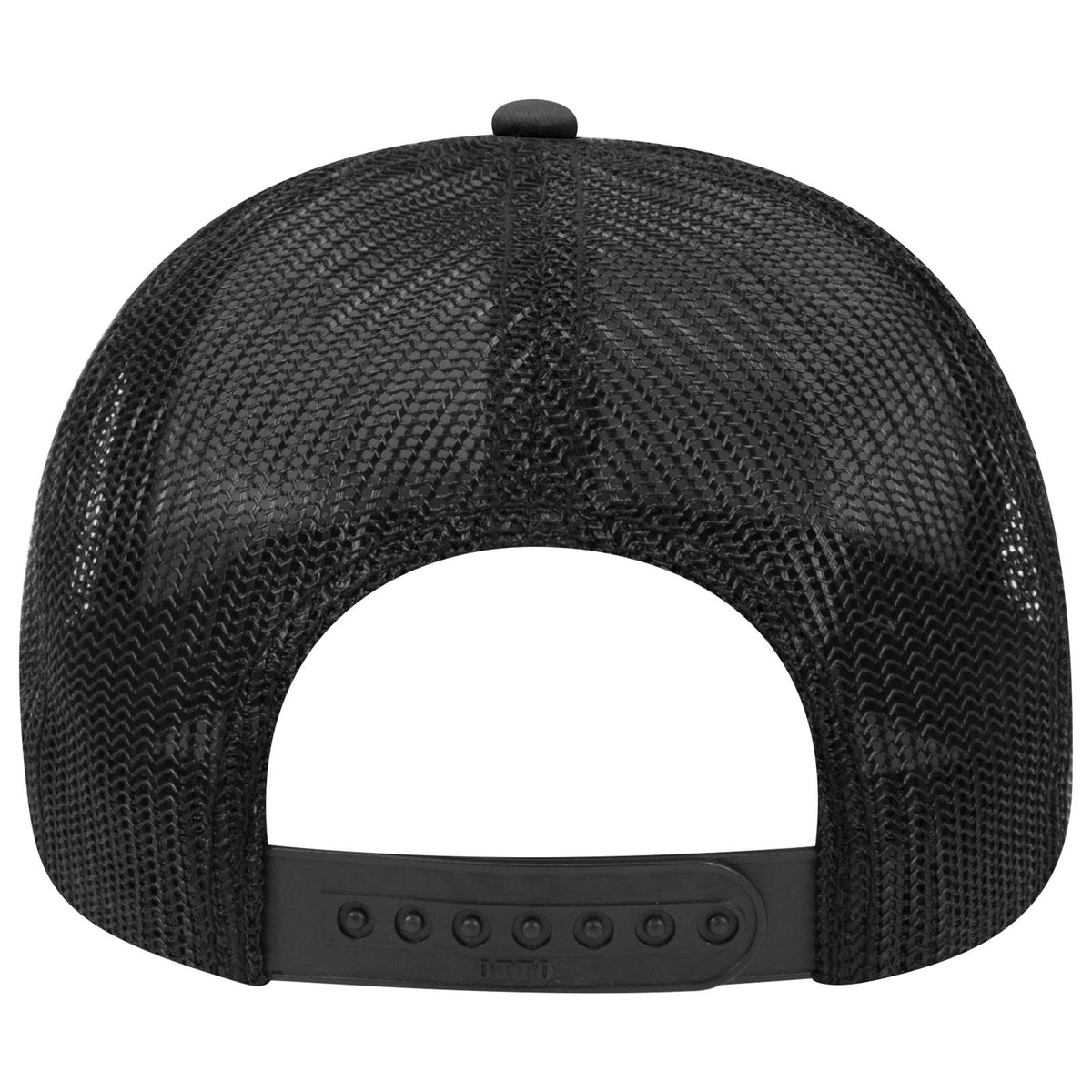 Rear View of 003 - Black OTTO CAP "OTTO COMFY FIT" 6 Panel Low Profile Mesh Back Trucker Hat