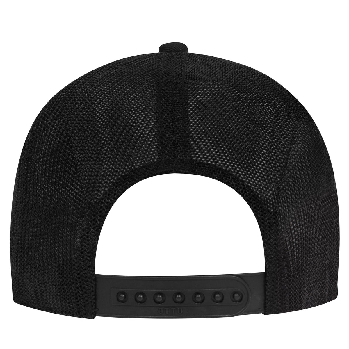 Rear View of 003 - Black OTTO CAP "OTTO COMFY FIT" 6 Panel Low Profile Mesh Back Trucker Hat
