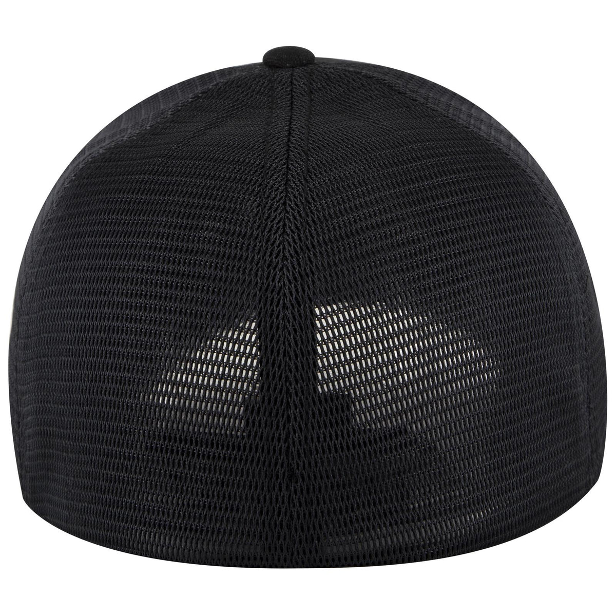 Rear View of 003 - Black OTTO CAP "OTTO FLEX" Fitted 6 Panel Low Profile Mesh Back Trucker Hat
