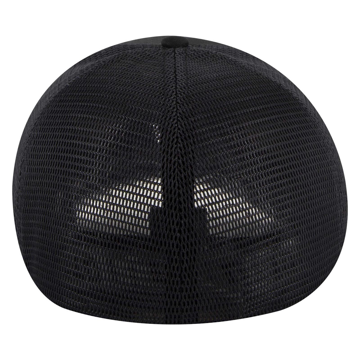 Rear View of 003 - Black OTTO CAP "OTTO FLEX" Fitted 6 Panel Low Profile Mesh Back Trucker Hat