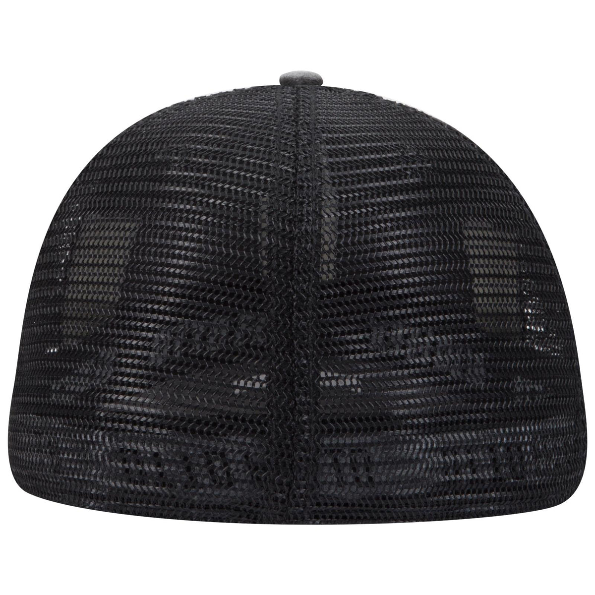 Rear View of 003 - Black OTTO CAP "OTTO FLEX" Fitted 6 Panel Low Profile Mesh Back Trucker Hat