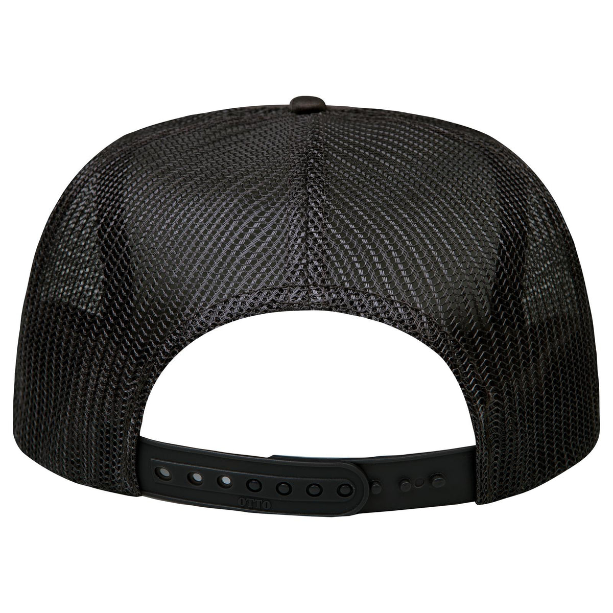 Rear View of 003 - Black OTTO CAP "OTTO SNAP" 5 Panel High Crown Mesh Back Trucker Snapback Hat