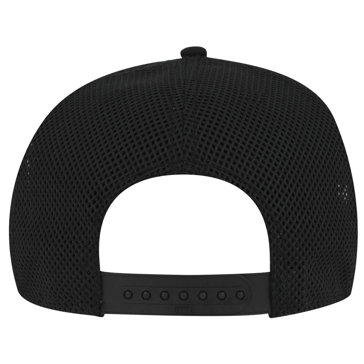 Rear View of 003 - Black OTTO CAP "OTTO SNAP" 5 Panel Pro Style Mesh Back Trucker Snapback Hat