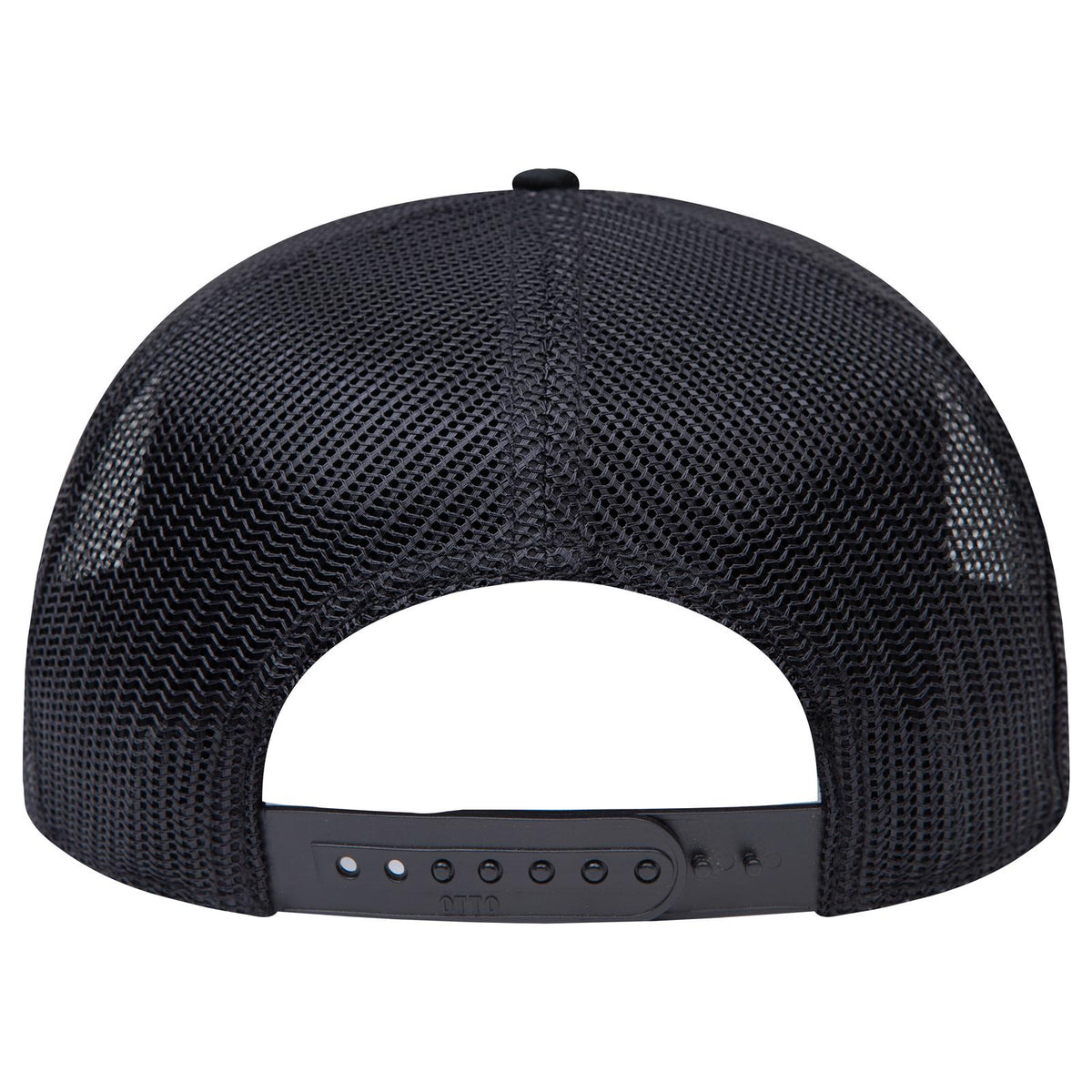 Rear View of 003 - Black OTTO CAP "OTTO SNAP" 5 Panel Pro Style Mesh Back Trucker Snapback Hat