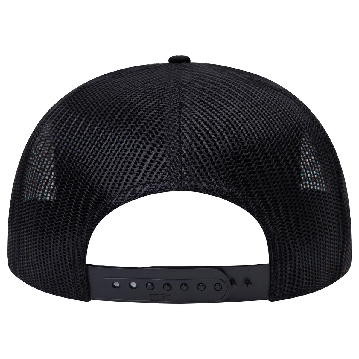 Rear View of 003 - Black OTTO CAP "OTTO SNAP" 5 Panel Pro Style Mesh Back Trucker Snapback Hat