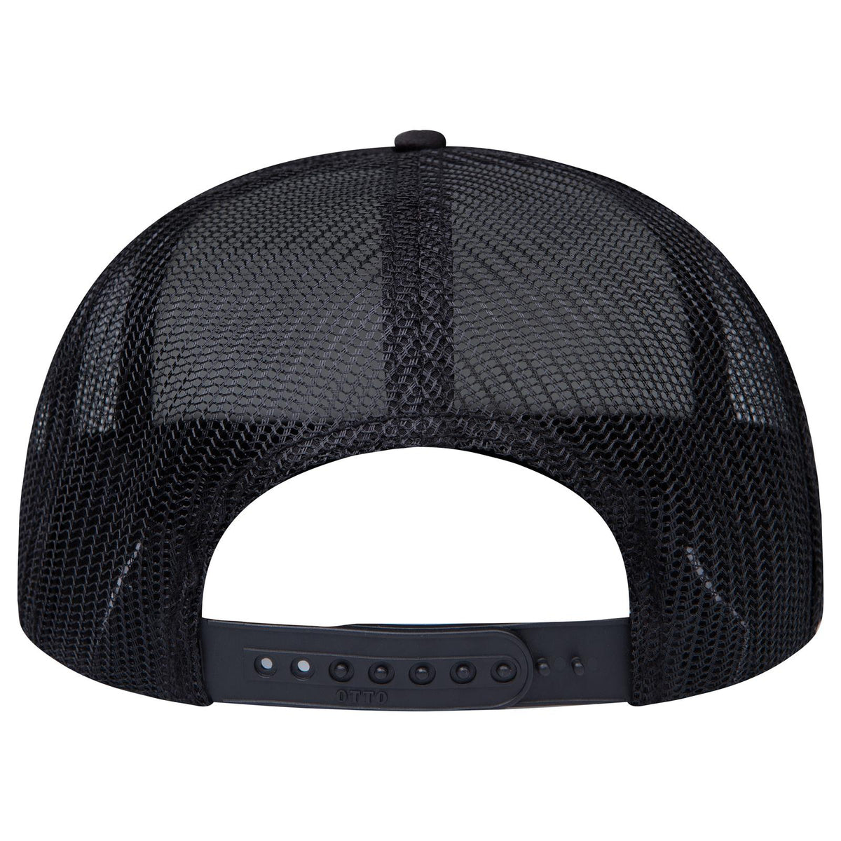 Rear View of 003 - Black OTTO CAP "OTTO SNAP" 5 Panel Pro Style Mesh Back Trucker Snapback Hat