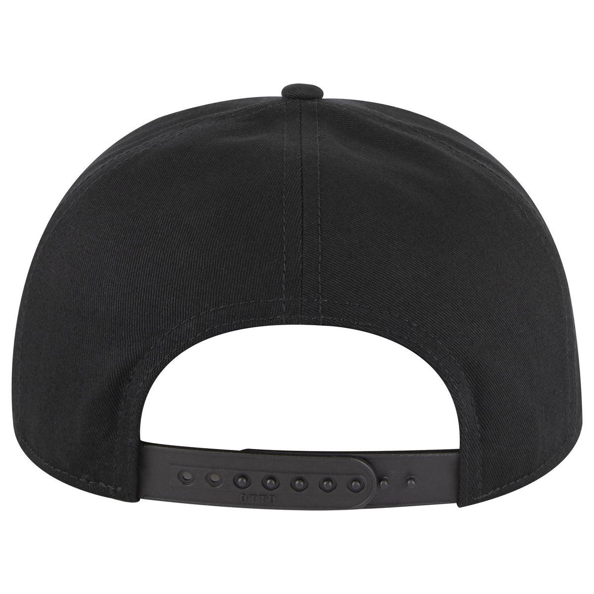 Rear View of 003 - Black OTTO CAP "OTTO SNAP" 7 Panel Pro Style Snapback Hat