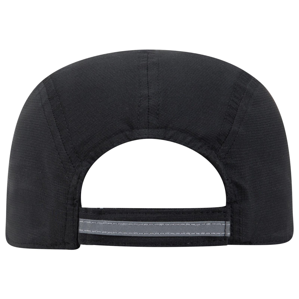 Rear View of 003 - Black OTTO CAP Reflective 5 Panel Running Cap