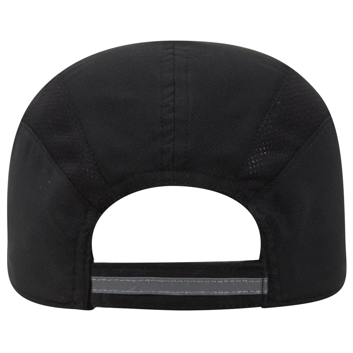 Rear View of 003 - Black OTTO CAP Reflective 6 Panel Running Cap
