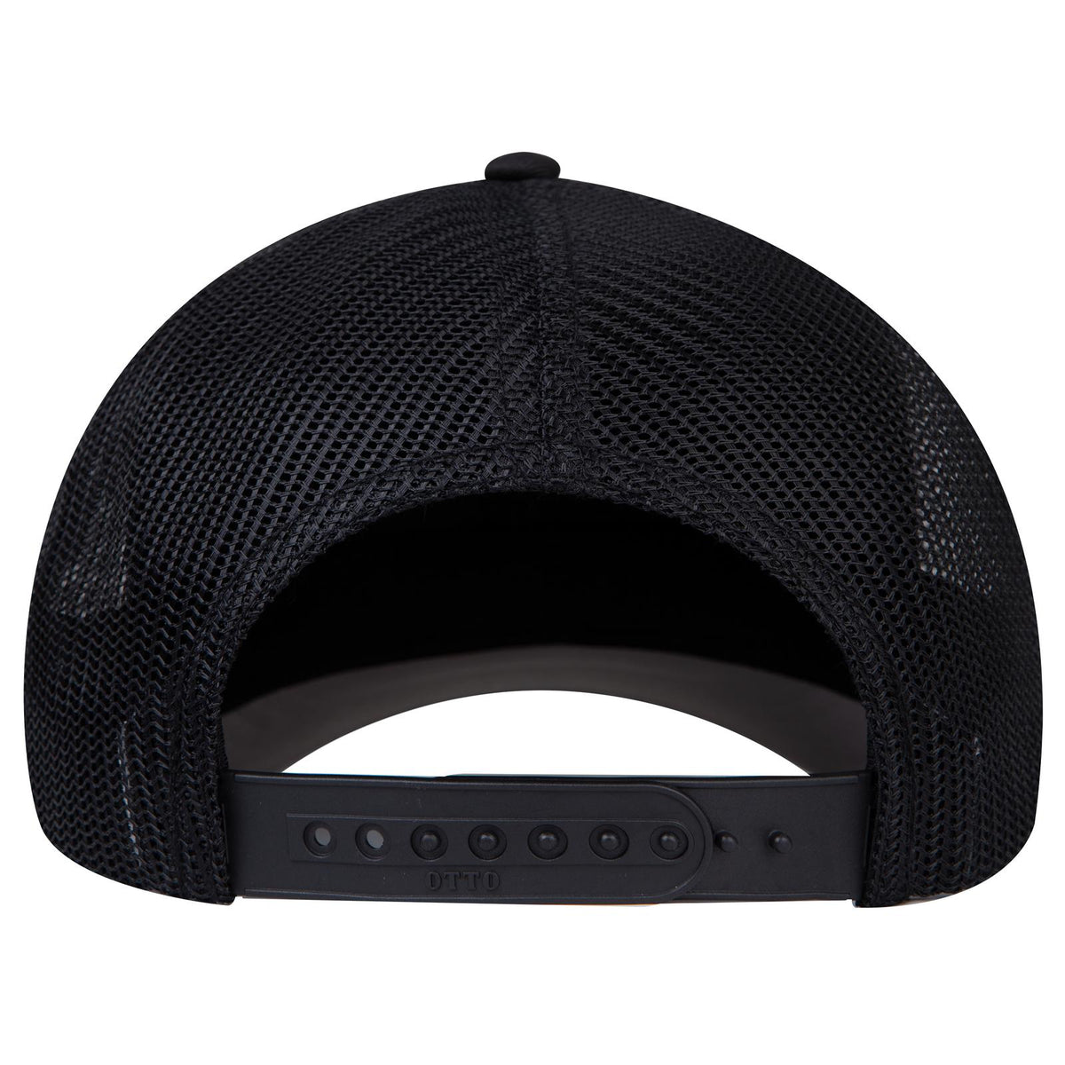 Rear View of 003 - Black OTTO CAP Seamless 6 Panel Mid Profile Mesh Back Trucker Hat