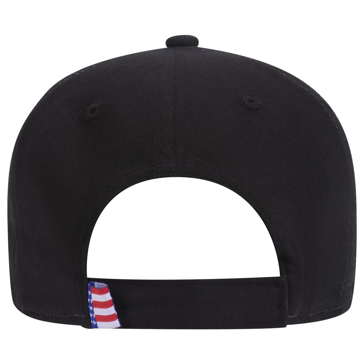 Rear View of 003A - Black OTTO CAP 6 Panel Low Profile Baseball Cap