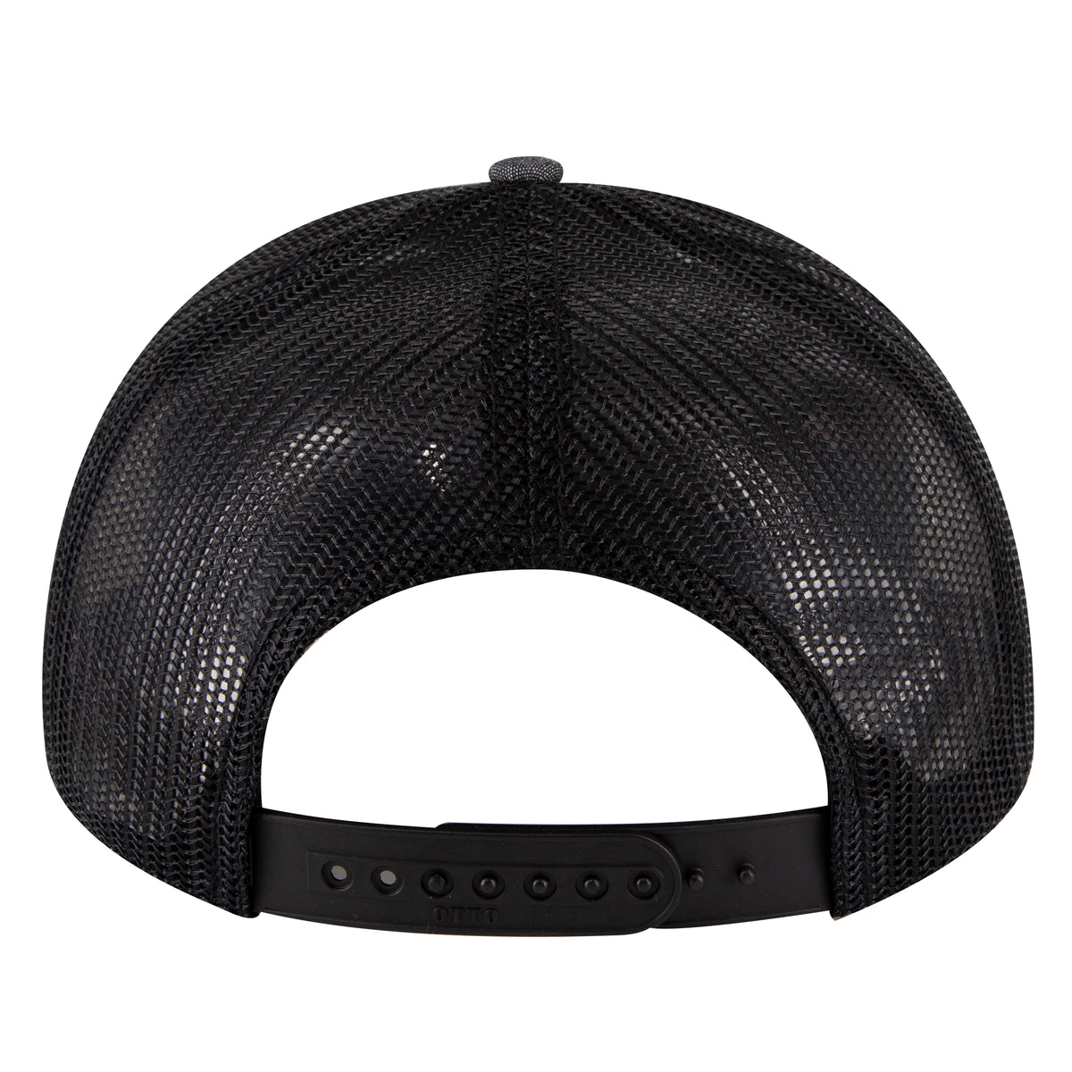 Rear View of 003A - Black OTTO CAP 6 Panel Mid Profile Mesh Back Trucker Hat