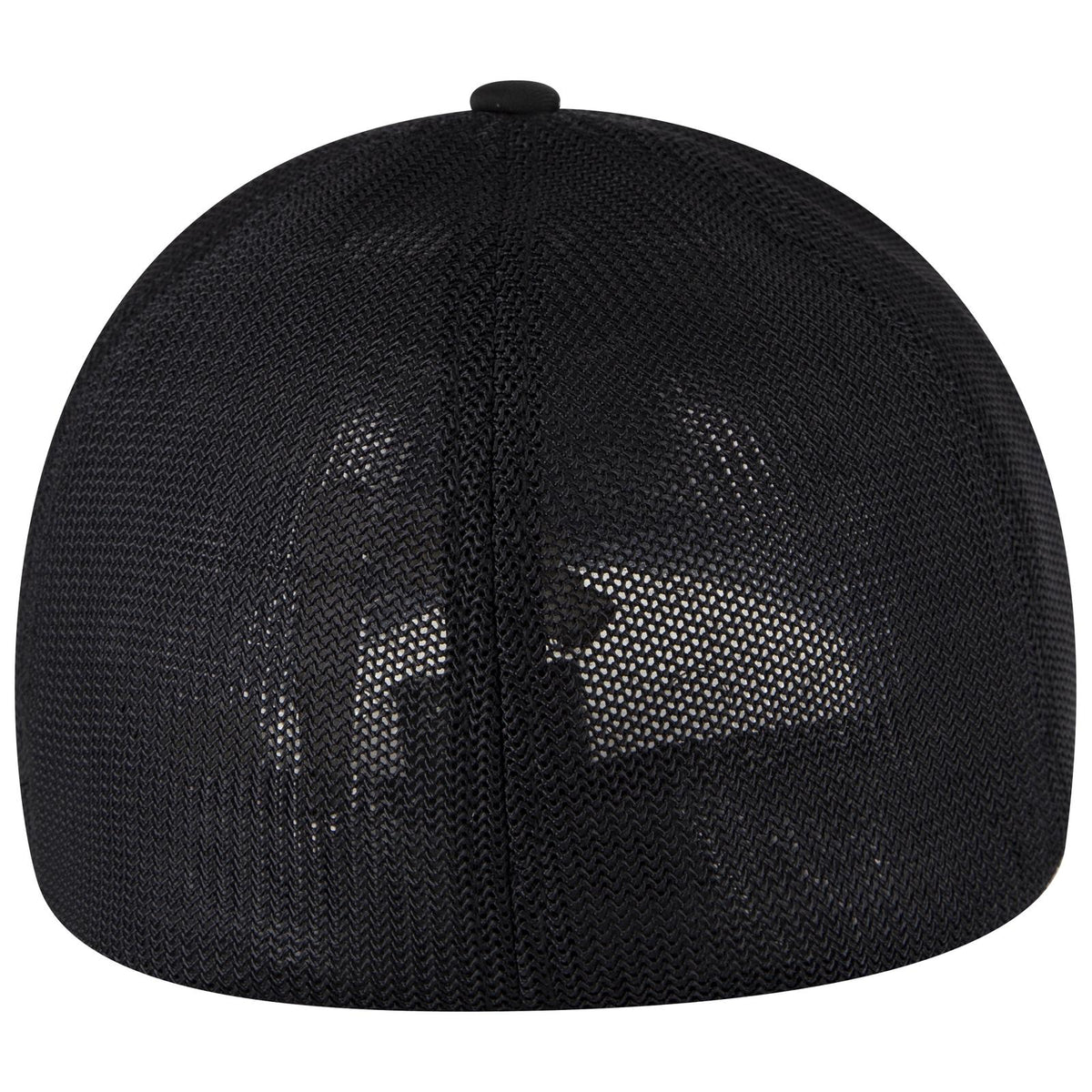 Rear View of 003A - Black OTTO CAP "OTTO FLEX" Fitted 6 Panel Low Profile Mesh Back Trucker Hat