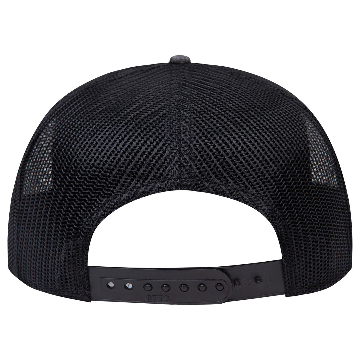 Rear View of 003A - Black OTTO CAP "OTTO SNAP" 6 Panel Pro Style Mesh Back Trucker Snapback Hat