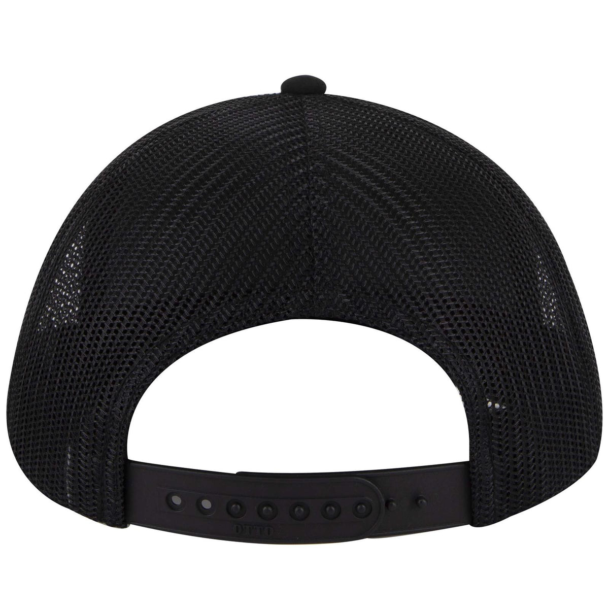 Rear View of 003B - Black OTTO CAP 6 Panel Mid Profile Mesh Back Trucker Hat