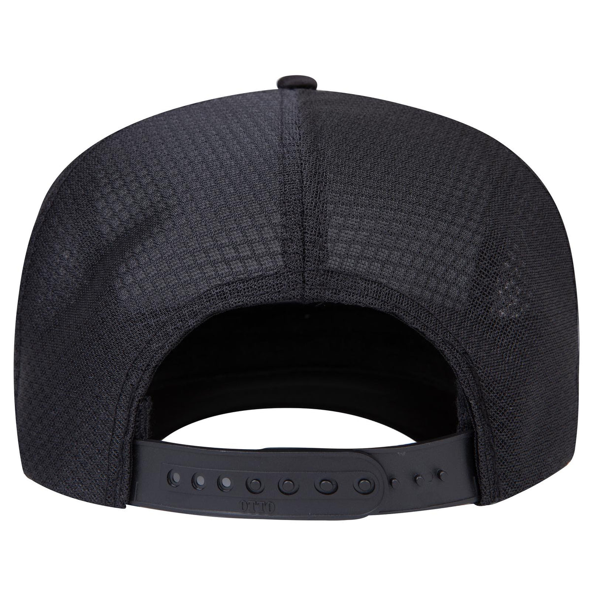Rear View of 003C - Black OTTO CAP 5 Panel High Crown Air Mesh Back Trucker Hat