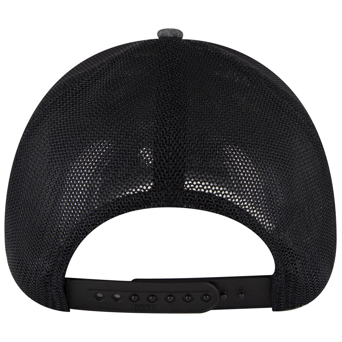 Rear View of 003C - Black OTTO CAP "OTTO COMFY FIT" 6 Panel Low Profile Mesh Back Trucker Hat