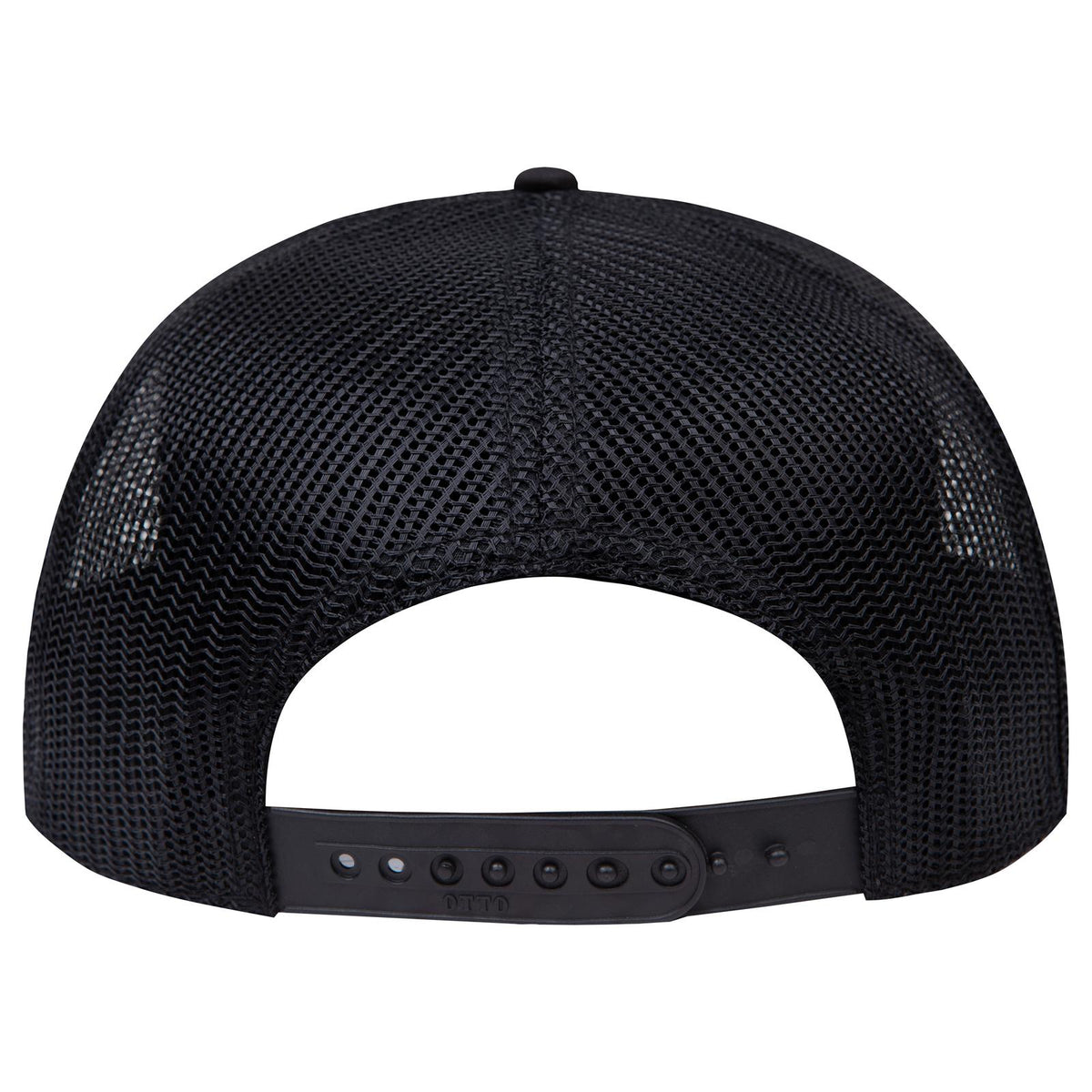 Rear View of 003C - Black OTTO CAP "OTTO SNAP" 6 Panel Pro Style Mesh Back Trucker Snapback Hat