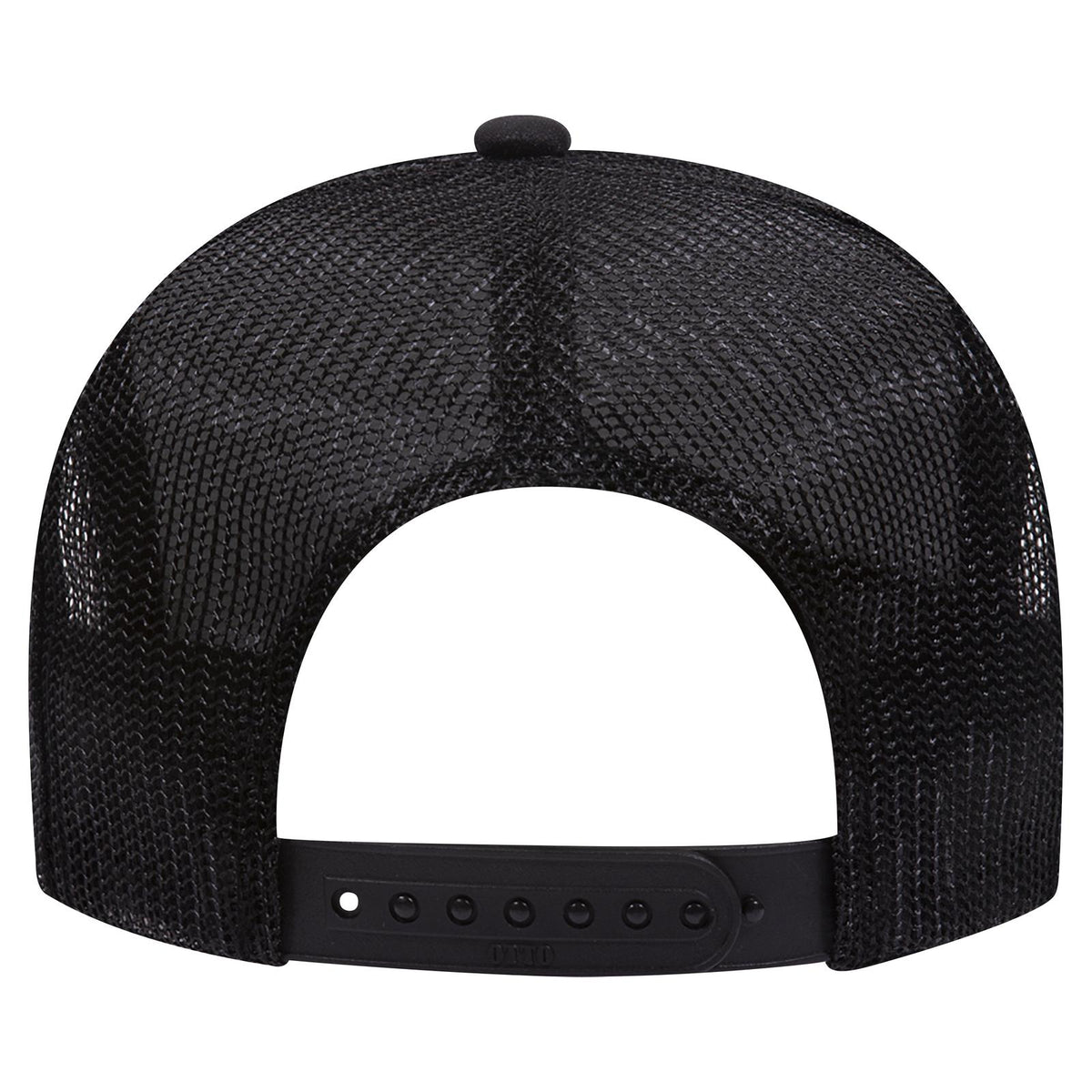 Rear View of 003G - Blk/Gld OTTO CAP 5 Panel High Crown Mesh Back Trucker Hat